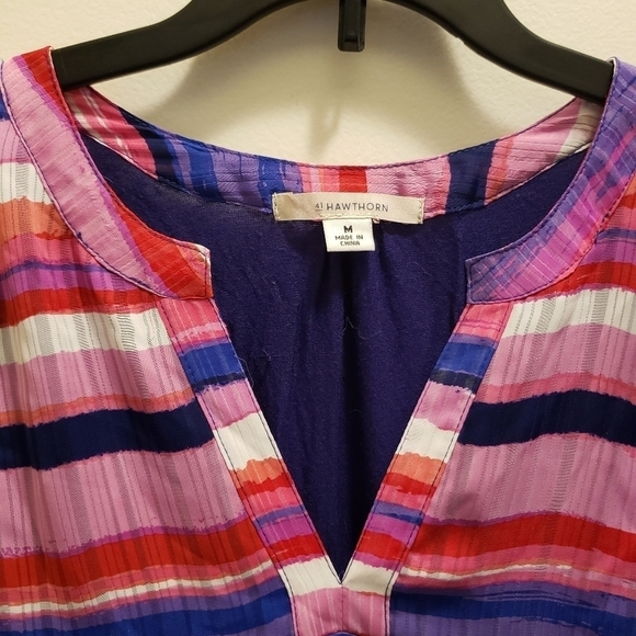41 Hawthorn Multicolor Striped Top Pink Purple Blue Womens Size Medium - Picture 2 of 9